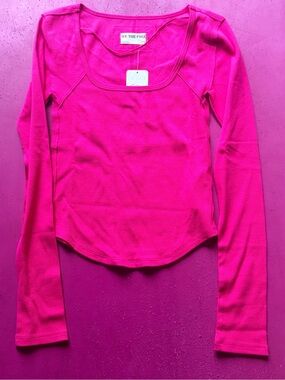 We The Free Cree People Long-Sleeve Top in Bright Pink small
